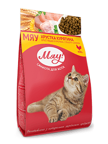 МЯУ повнор.сух корм д/котів з куркою 0,4кг(14шт)