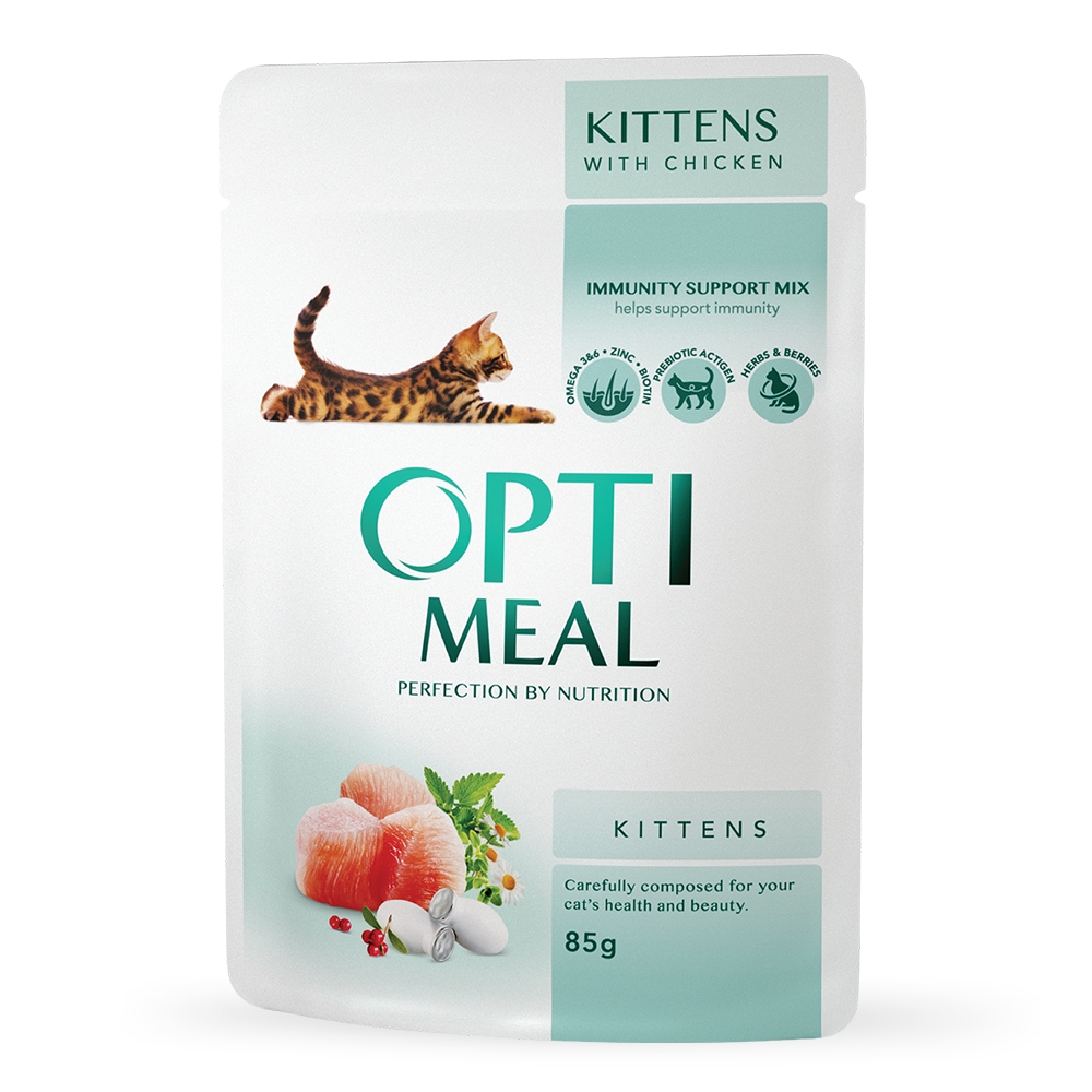 OPTIMEAL конс. корм для кошенят з куркою, 85 гр.