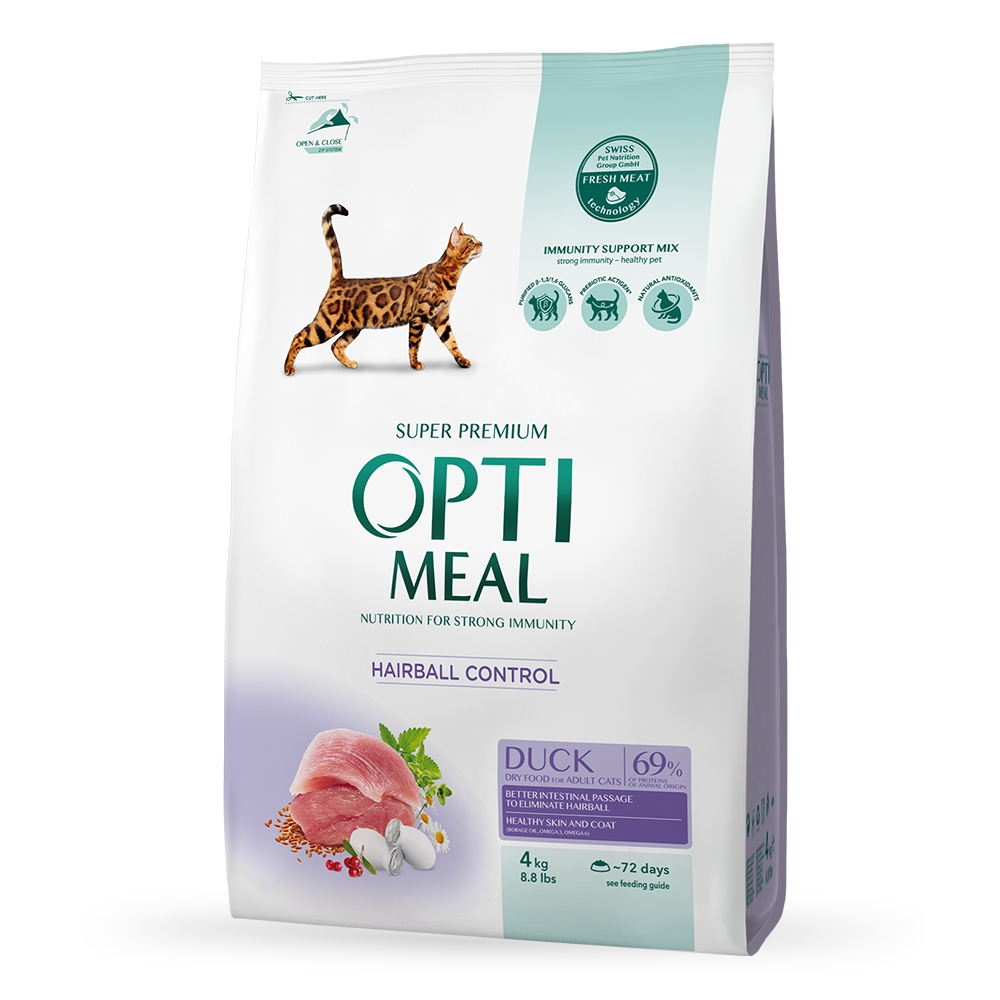 OPTIMEAL Сухий беззерновий корм для котів - качка та овочі, 4 кг