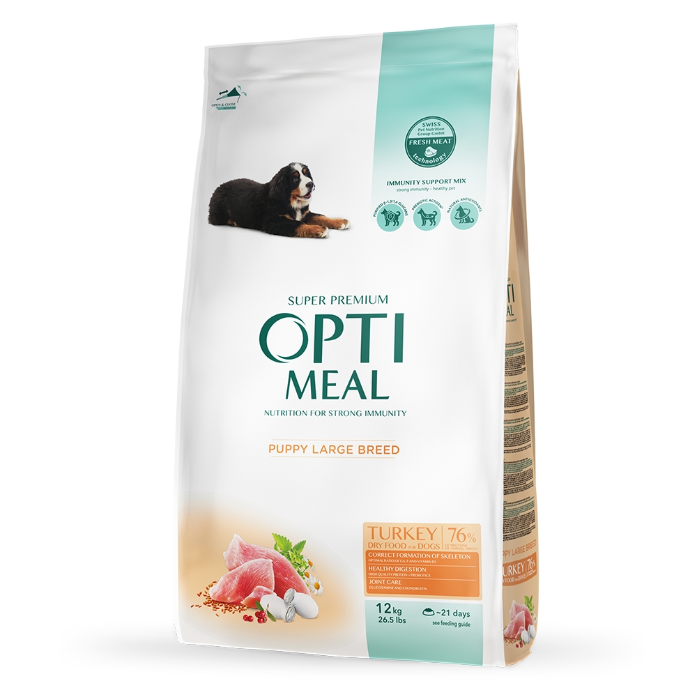 OPTIMEAL Сухий корм для цуценят великих порід - індичка, 12 кг