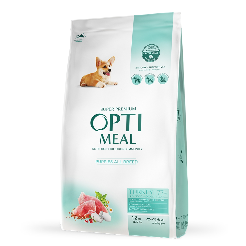 OPTIMEAL Сухий корм для цуценят усіх порід - індичка, 12 кг