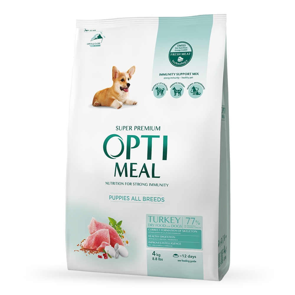 OPTIMEAL Сухий корм для цуценят усіх порід - індичка, 4 кг