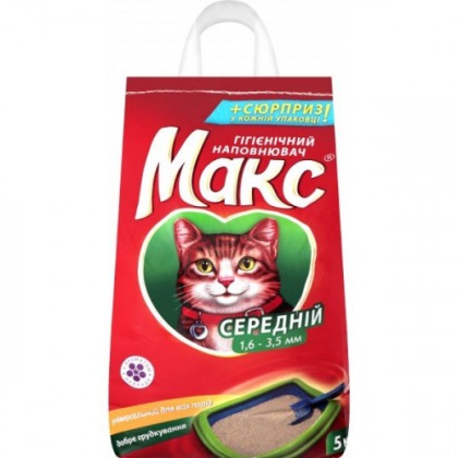 Гігієнічний наповнювач Макс(середнй) 5 кг 2шт. уп бетоніт